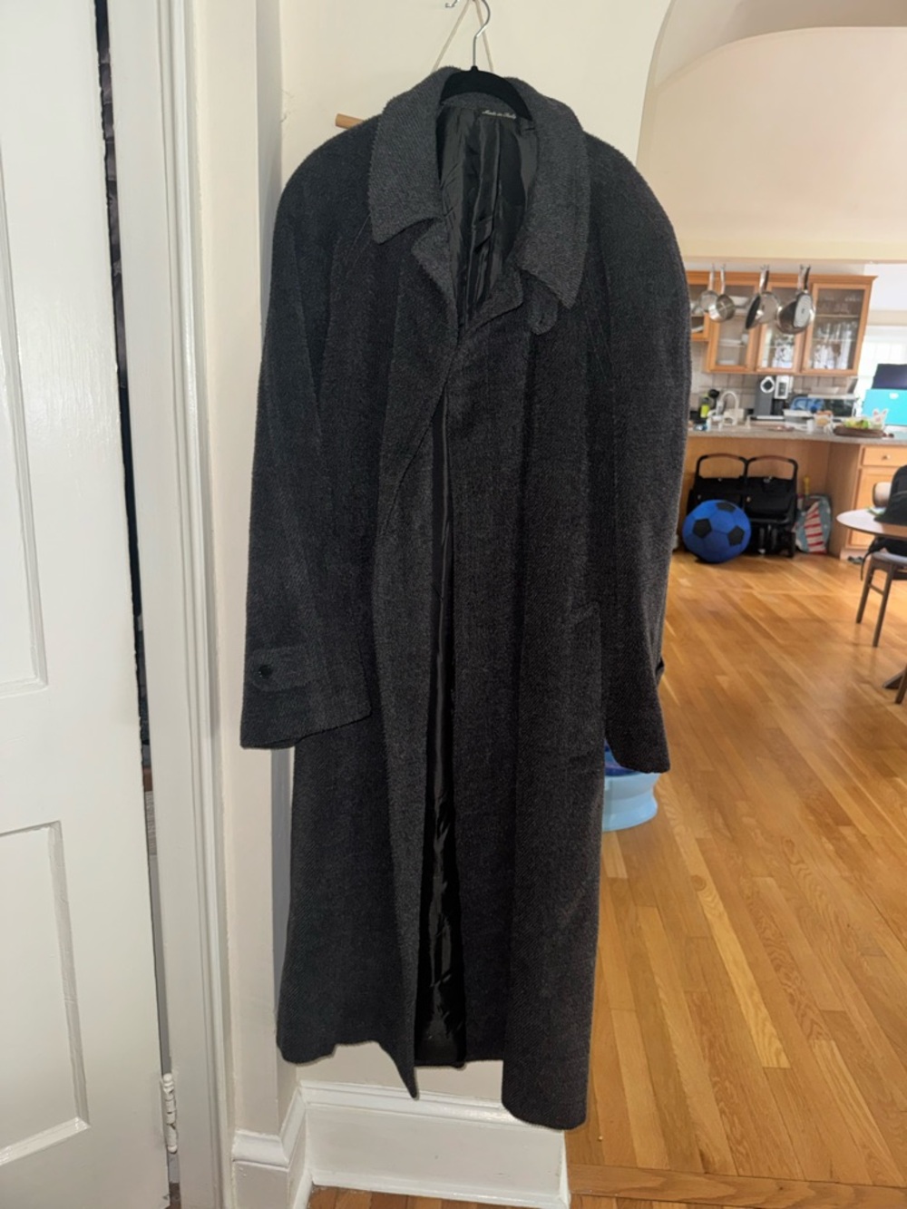Men's Pal Zileri luxury Italian Charcoal Gray Wool Belted Overcoat